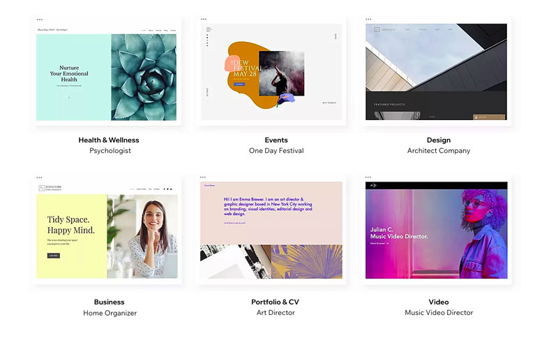 fonctionnalites cles de wix pour differents types de projets