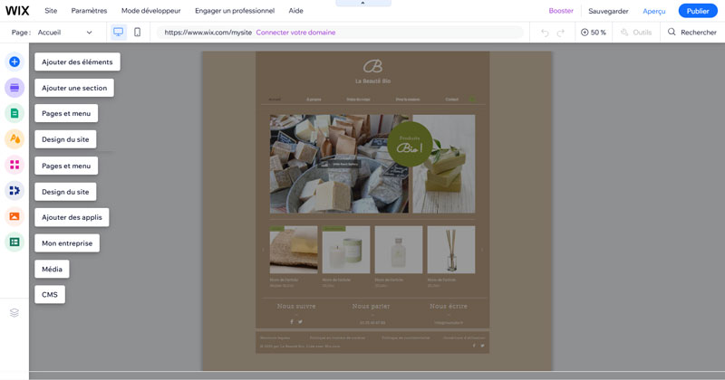 interface et prise en main expeerience utilisateur wix en 2025