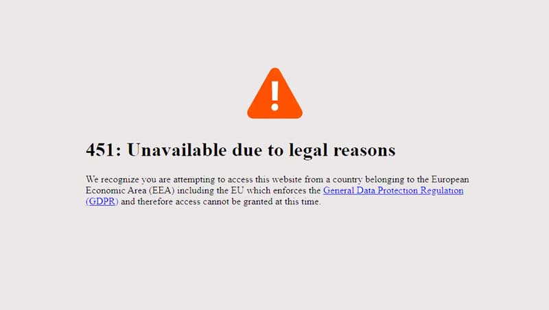 451 unavailable for legal reasons