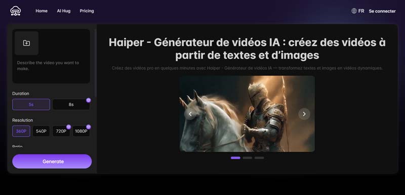 haiper du texte et de image ala video