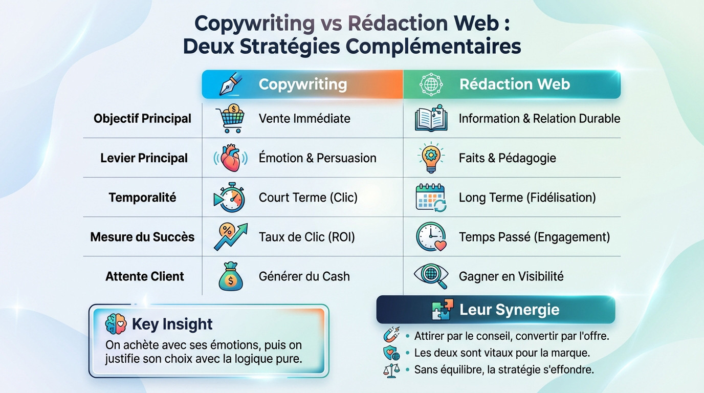 Comparaison entre les techniques de copywriting et les méthodes de rédaction web pour la conversion