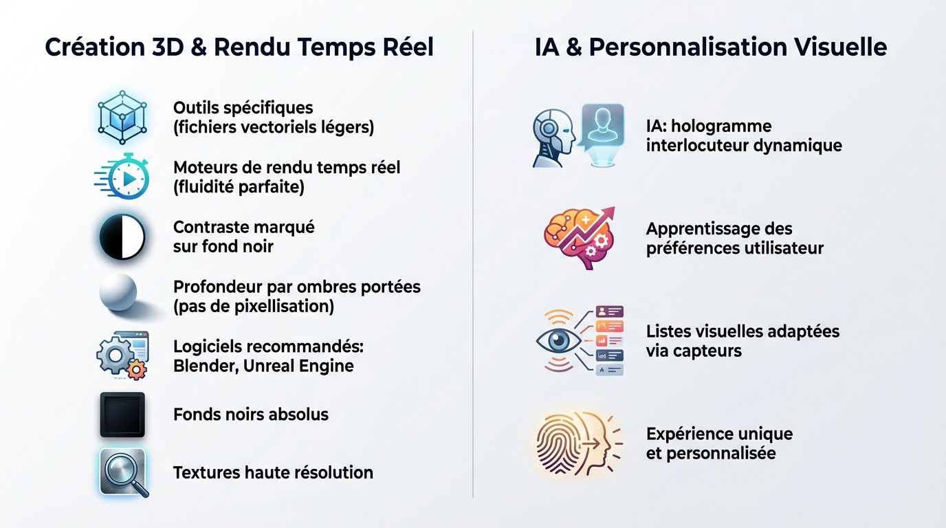 Logiciels de création 3D et interface d'intelligence artificielle pour hologramme interactif
