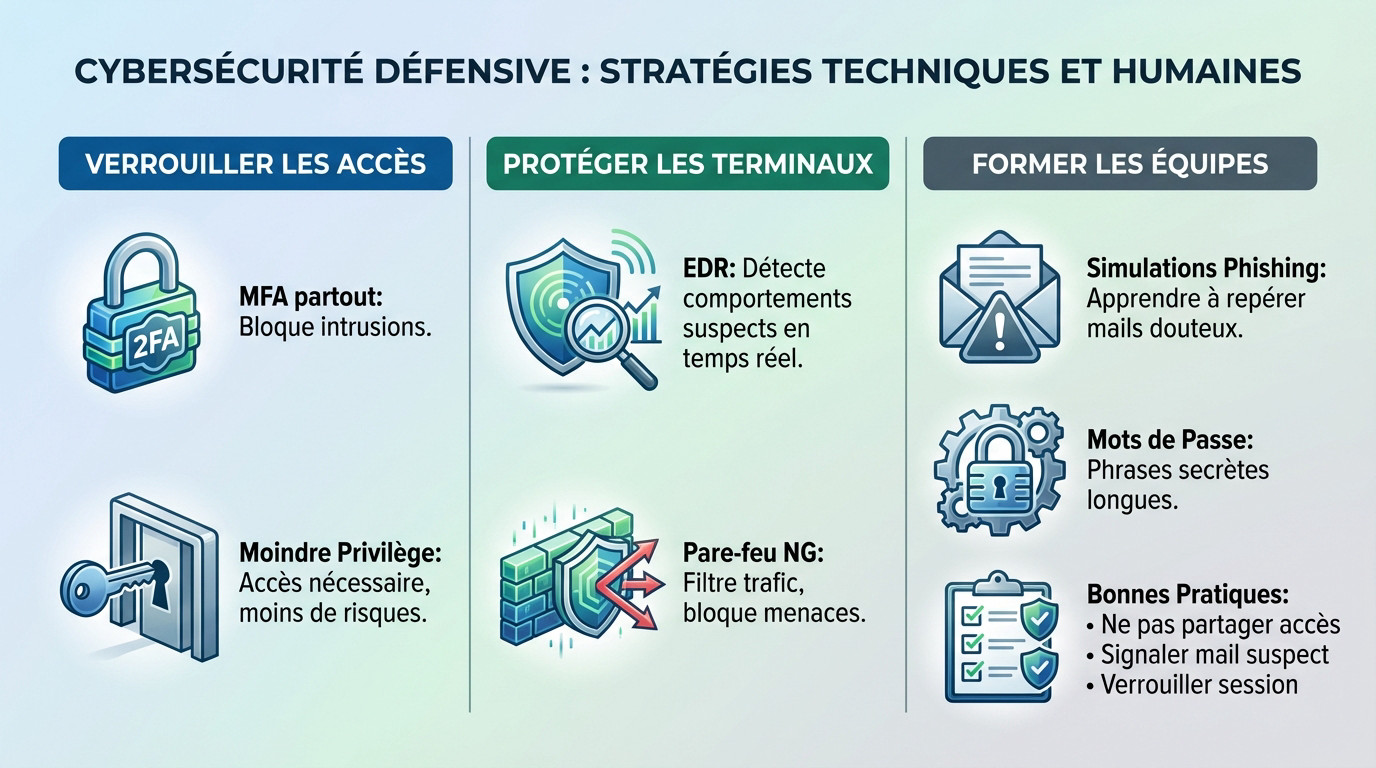 Stratégies de sécurité informatique défensive pour entreprise