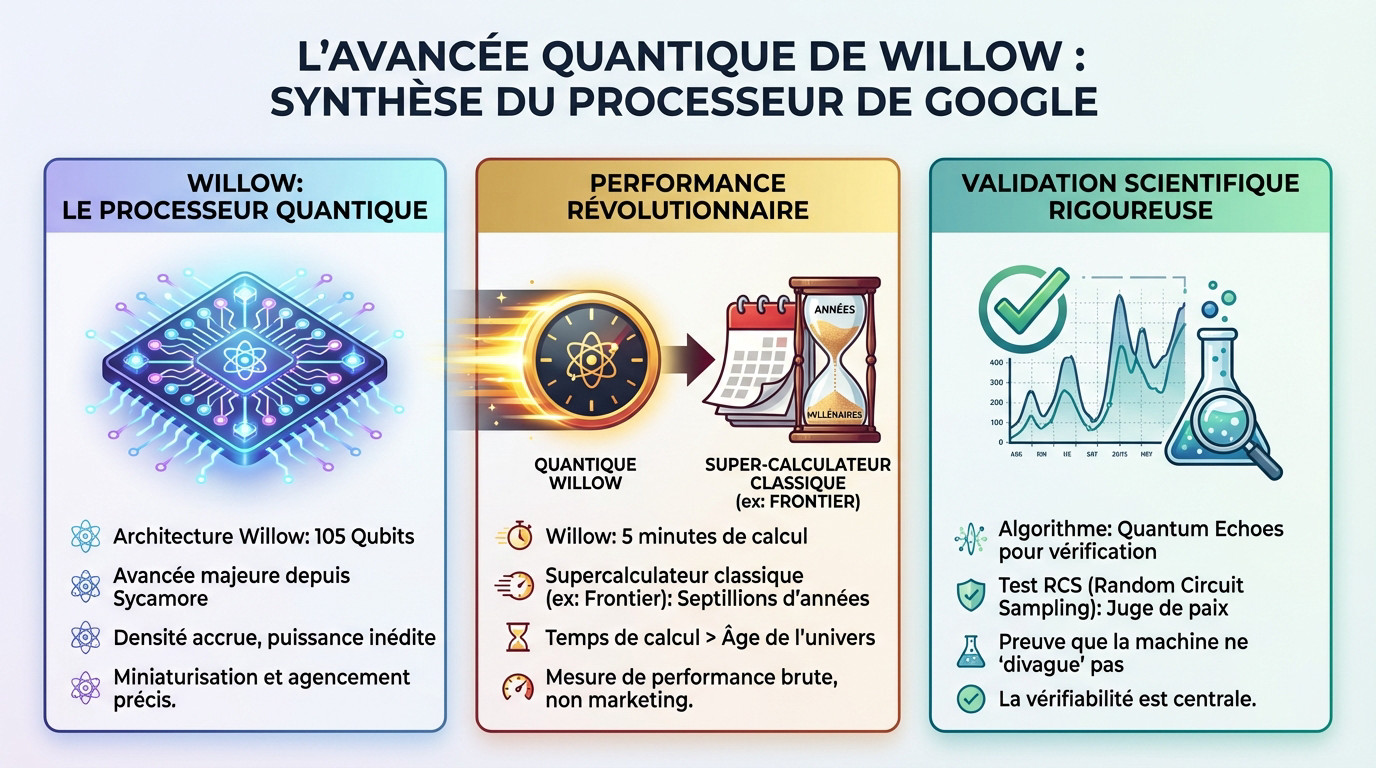 Processeur quantique Google Willow avec 105 qubits
