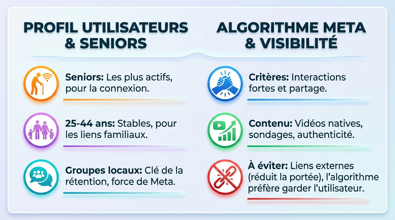 Infographie sur les profils utilisateurs et le fonctionnement de l'algorithme Meta
