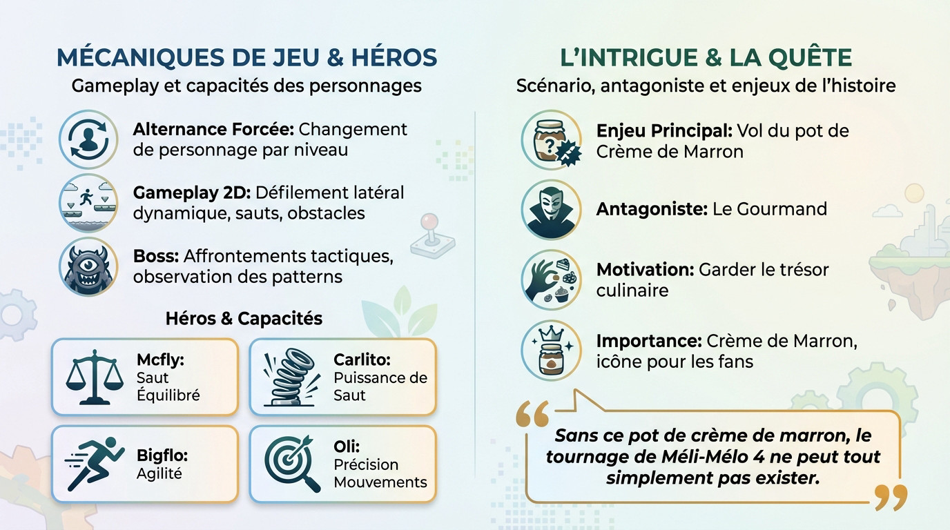 Méli mélo odyssée : gameplay et personnages du jeu de plateforme