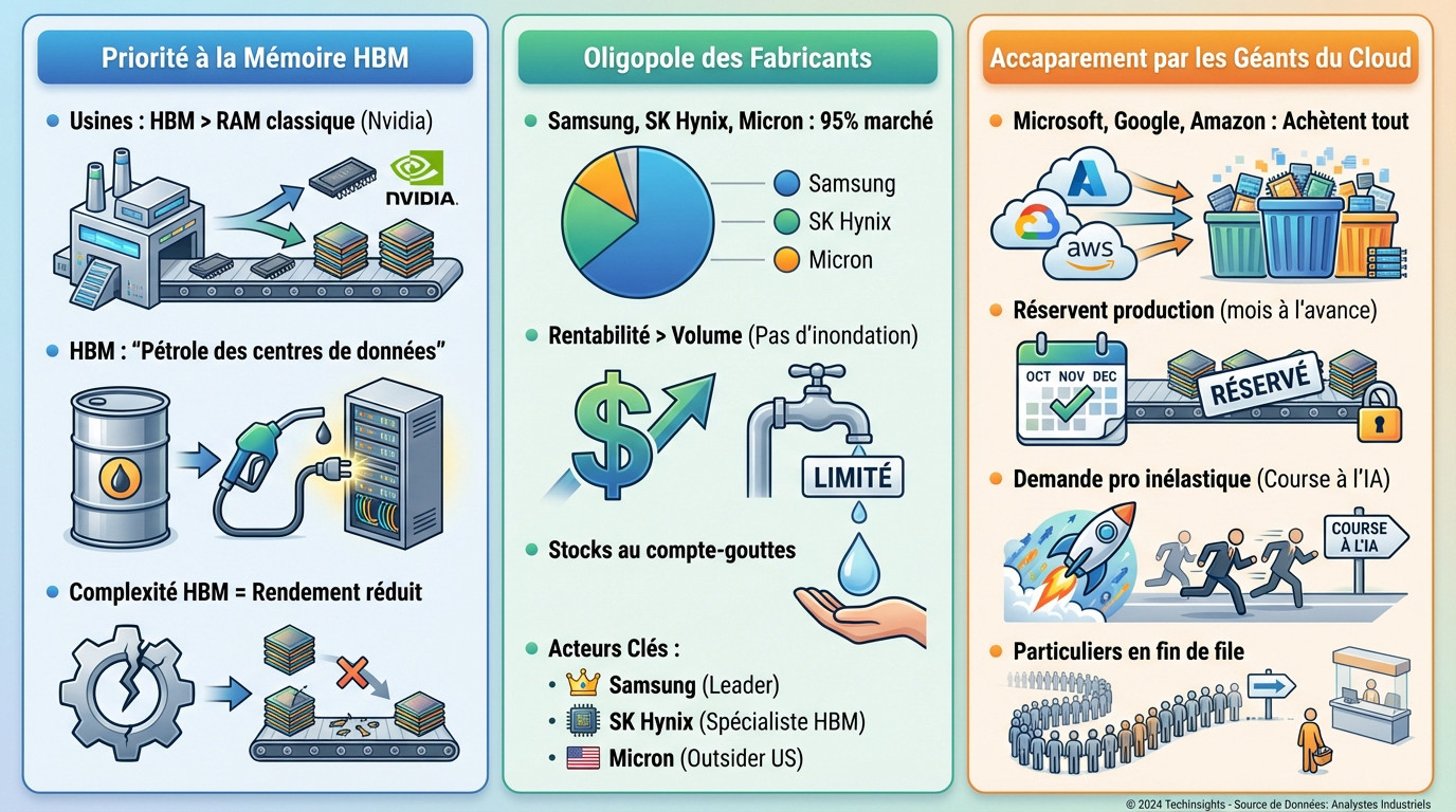 Causes de la hausse des prix de la RAM et focus sur la mémoire HBM