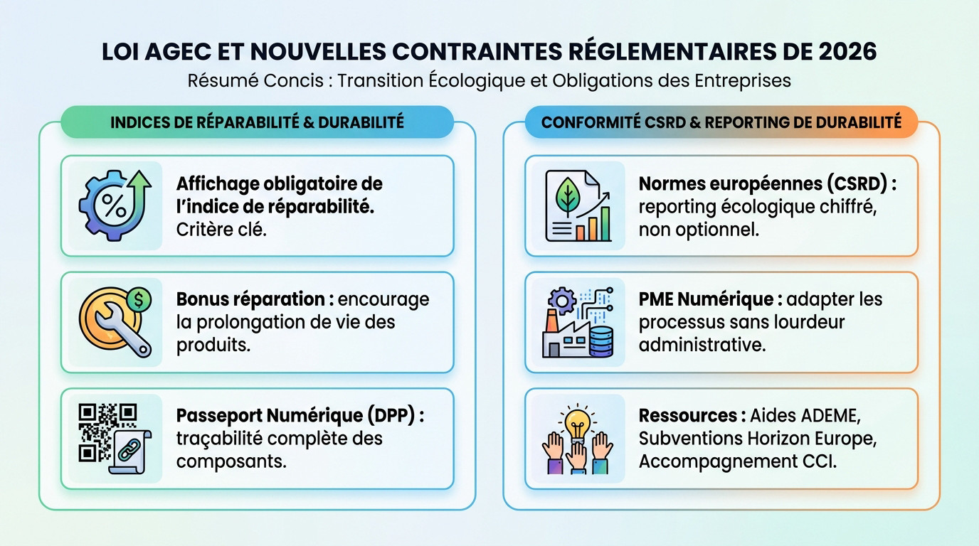 Infographie sur les obligations de la loi AGEC pour le e-commerce et l'économie circulaire