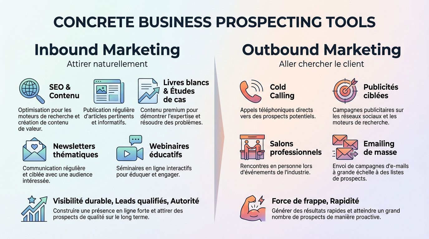 Comparatif des leviers de prospection inbound et outbound pour le marketing digital