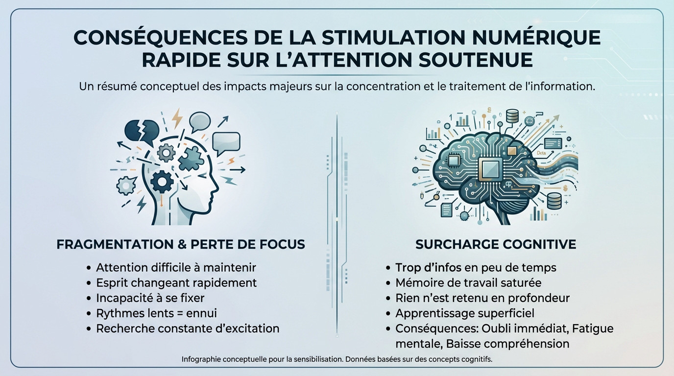 Illustration de l'impact de la stimulation numérique sur l'attention soutenue