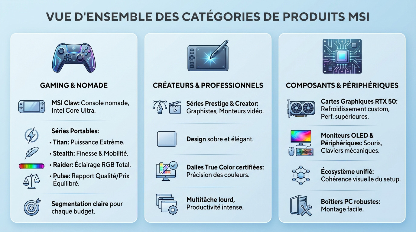 Vue d'ensemble des catégories de produits MSI
